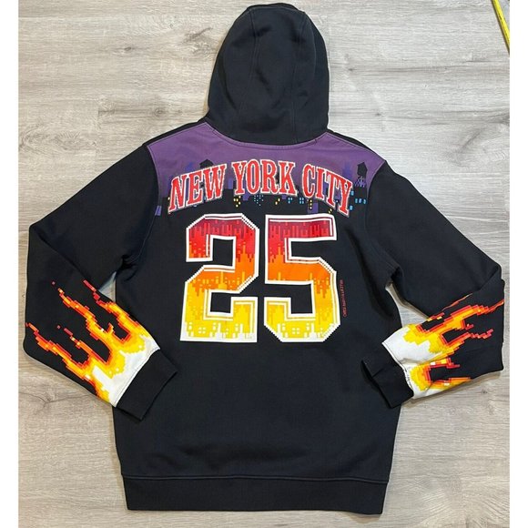 Nike Chase Reed New York City NYC Digital Flames Black Pullover Hoodie Men's M - Picture 8 of 8